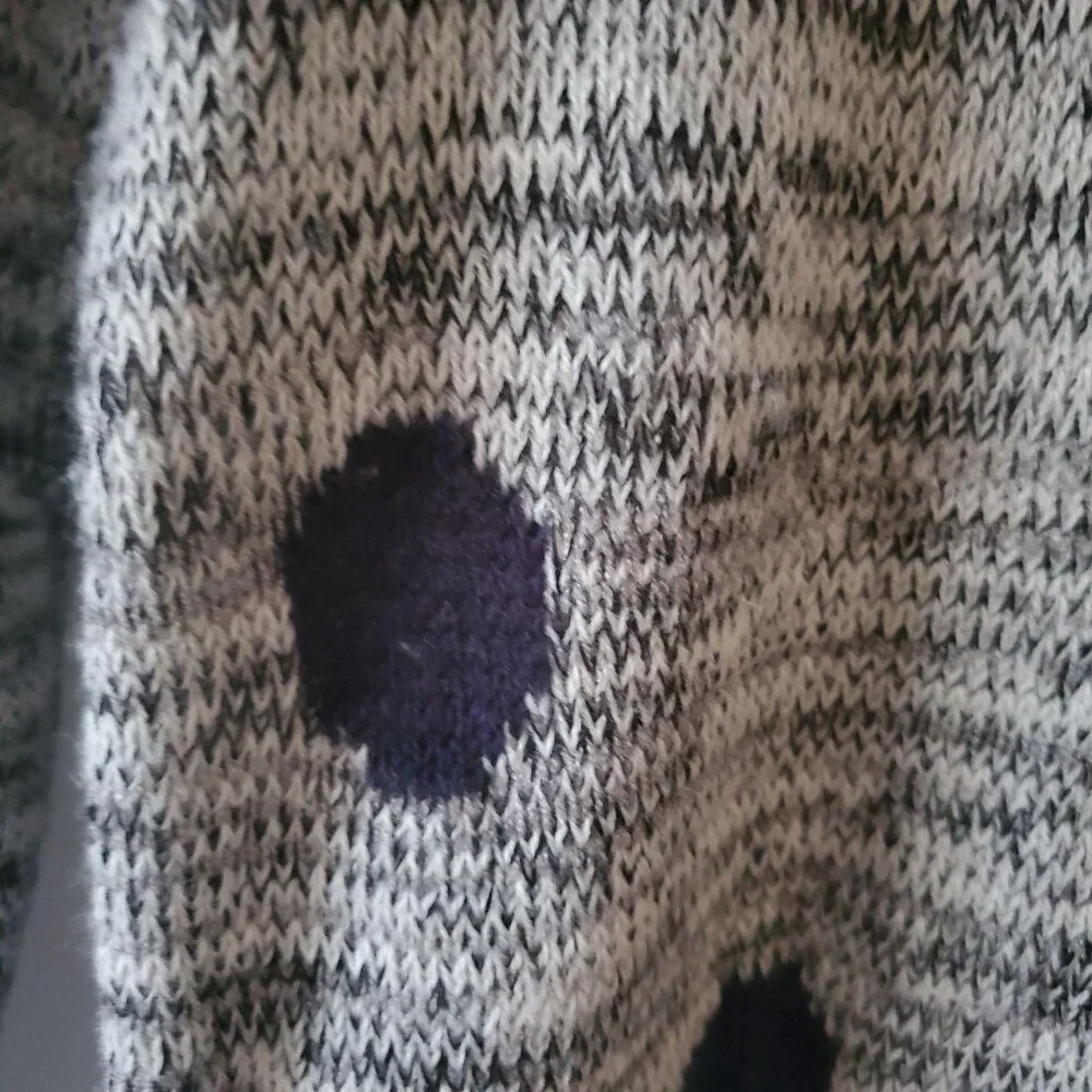 COZY Casual Women's Polka Dot 3/4 Sleeve Knit Gray Pullover Sweater Size M/L - Picture 6 of 10